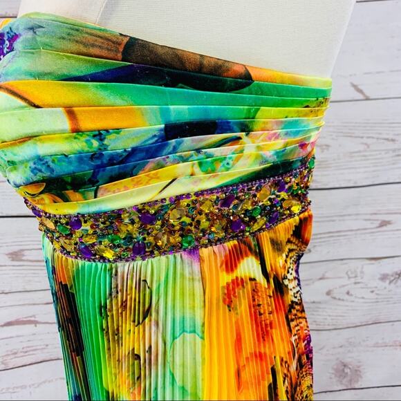 Night Moves multicolored beaded strapless pleated - Picture 5 of 10